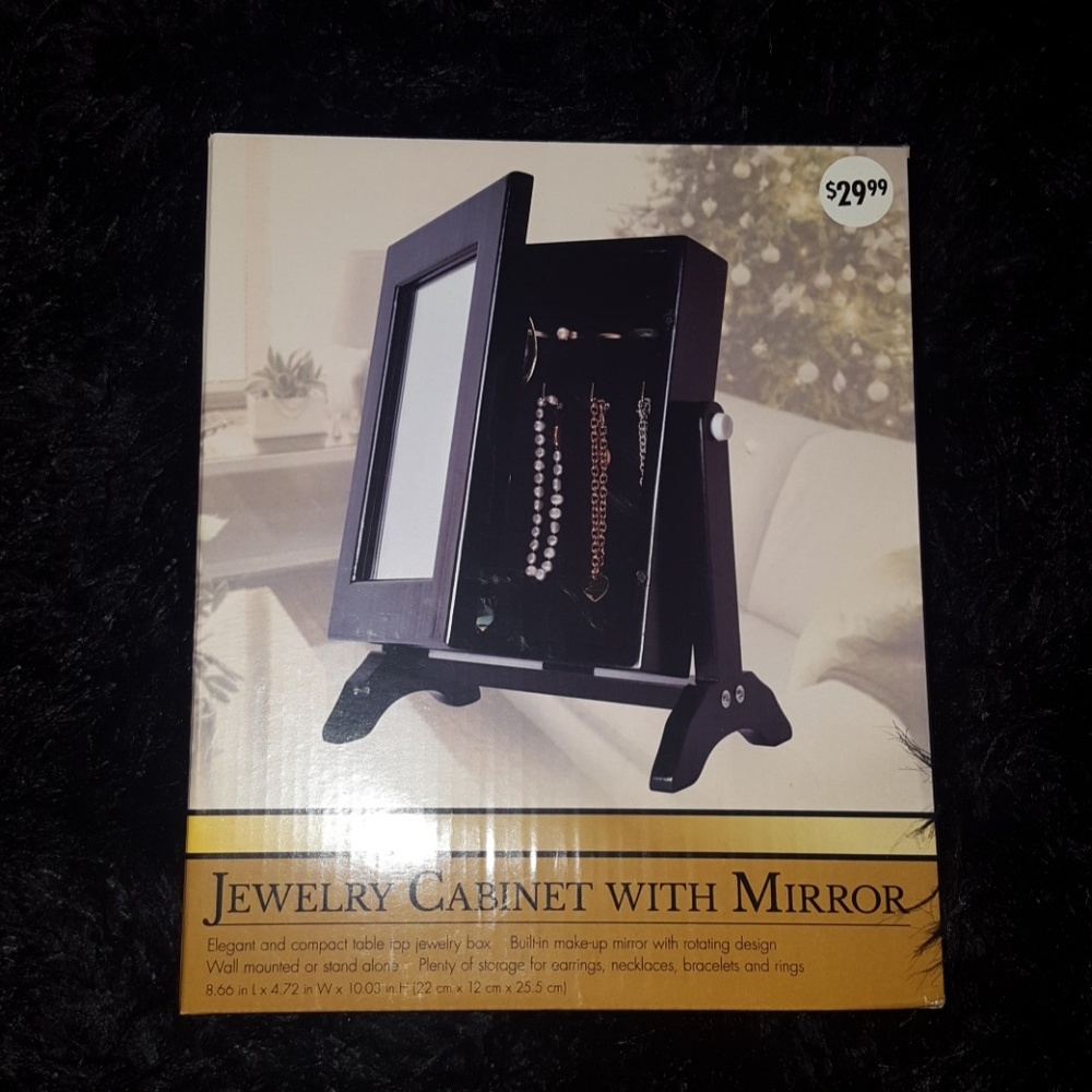 Jewelry cabinet with mirror